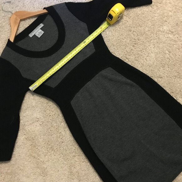 Two Tone Merino Wool Colourblock Sweater 3/4 Sleeve Dress - Picture 7 of 13